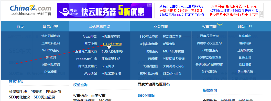 站长工具HTTP状态查询